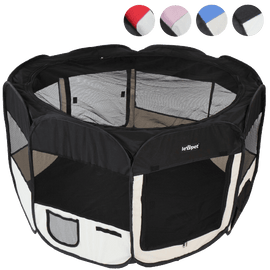 Leopet® TSPB09 Playpen for Puppies and Small Animals DIFFERENT COLOURS (Black)