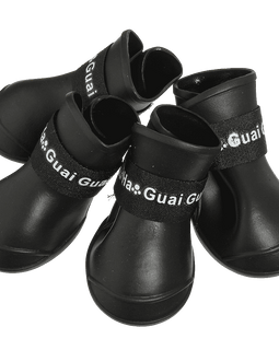 Pet Dog Rain Boots Booties Waterproof Protective Rubber Shoes,3 sizes,BLACK